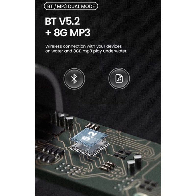 Tai nghe bơi lội chống nước IP68 Openear Bone X2 truyền âm xuyên xương, bluetooth 5.2-8GB, Shop có bán Sỉ 0984651088