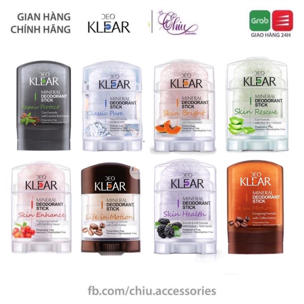 Lăn Khử Mùi Đá Khoáng Deo Klear Thái Lan