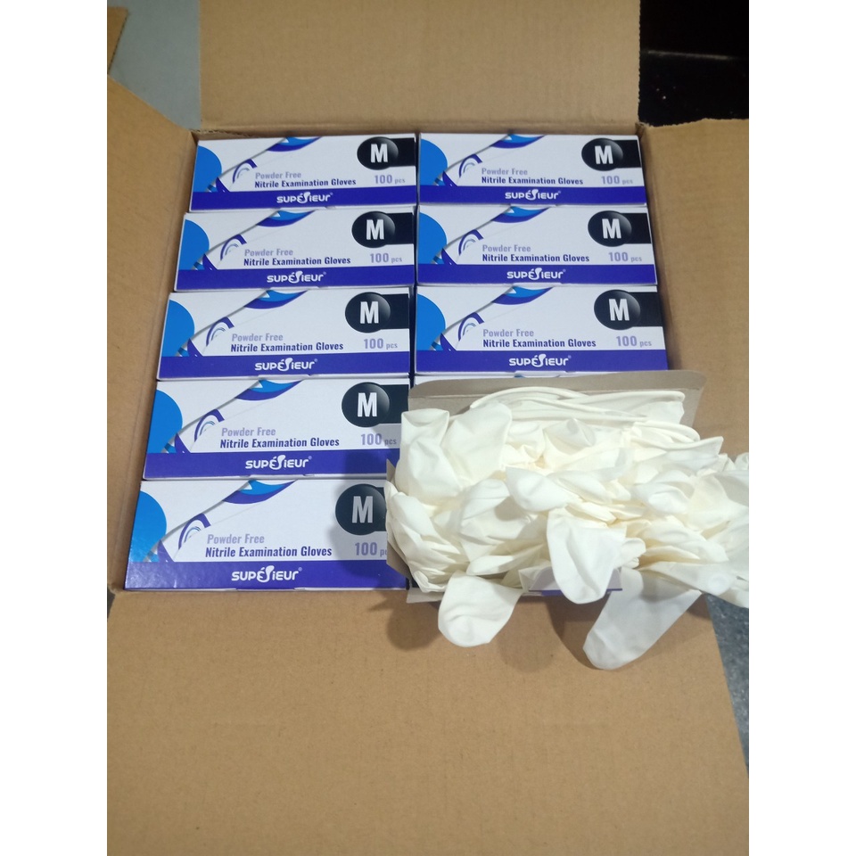 Găng tay y tế Nitrile superior màu trắng, chuyên thực phẩm và công nghiệp phòng sạch và phun xăm nghệ thuật