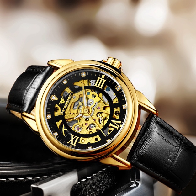 Đồng hồ nam FNGEEN, đồng hồ cơ kính Sapphire chống xước, viền thép dây cao su mền cực bền - OneTime