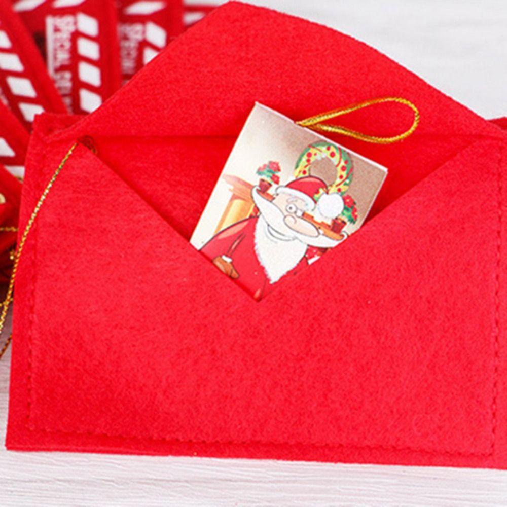 Thiệp Giáng Sinh Bằng Vải Không Dệt Màu Đỏ Thêu Họa Tiết Xinh Xắn Kèm Kẹp Tiện Dụng Thẻ