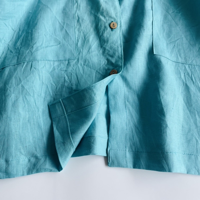 Áo linen tưng bâu sen