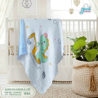 Khăn đa năng 5 lớp xô muslin Goodmama kích thước 105*105cm