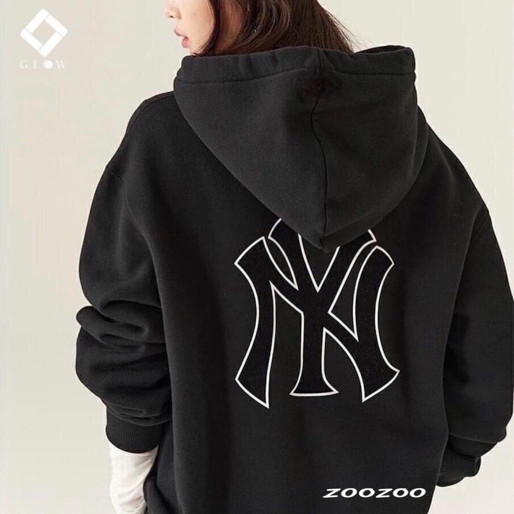 Áo khoác hoodie nỉ bông thêu MLB form rộng unisex zoozoo