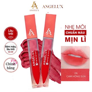 Son Kem Lì Angelux 24h Water Proof Màu Cam Hồng Sữa 20g Chính Hãng