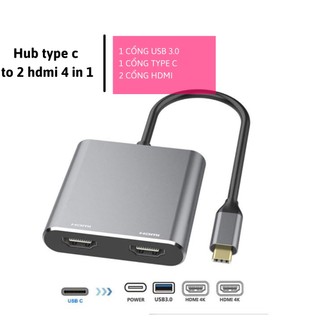 Cáp chuyển hub type c 4 in 1 ra 2 Hdmi ,USB Type c cổng chuyển đổi macbok , DELL, laptop có cổng type c hỗ trợ xuất hình