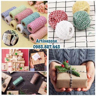 Dây sợi cotton 2 màu trang trí đồ handmade (Sợi 2mm, dài 100mét) - 01 cuộn (Đọc kỹ mô tả sản phẩm)