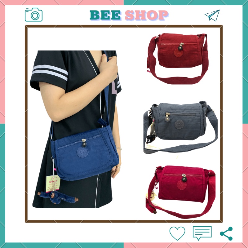 Túi đeo chéo nữ Kípling thời trang 1809,túi chất vải dù trống nước, nhiều ngăn đựng đồ tiện ích.