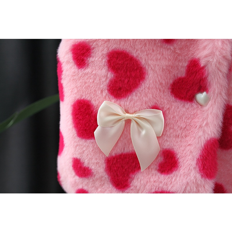 Áo Khoác Bông Dày Không Tay Giữ Ấm Thoải Mái Đính Nơ In Họa Tiết Trái Tim Dành Cho Bé Gái 0-3 Tuổi