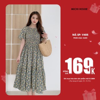 Váy Babydoll Hoa Nhí Dáng Dài MICHI House Đầm Suông Hoa Thiết Kế Dự Tiệc Maxi Vintage Chun Ngực Co Dãn Tốt Freesize V405