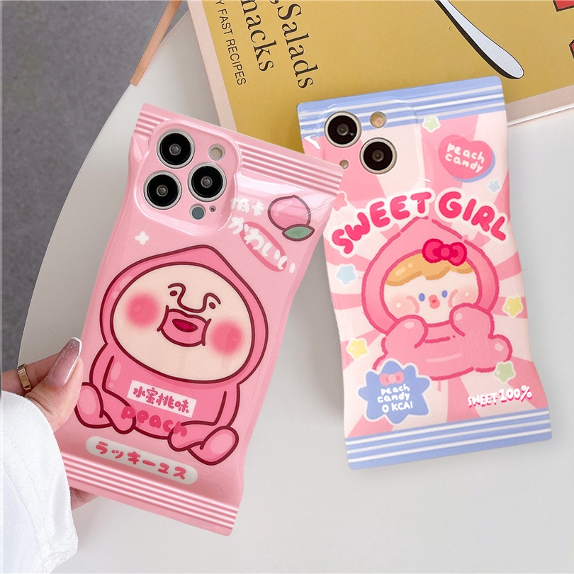 Ốp lưng iphone vỏ kẹo nền bóng đào cute 6/6splus/7/7plus/8/8plus/x/xr/xs/11/12/13/14/pro/max/plus/promax- Awifi Y5-14 | BigBuy360 - bigbuy360.vn