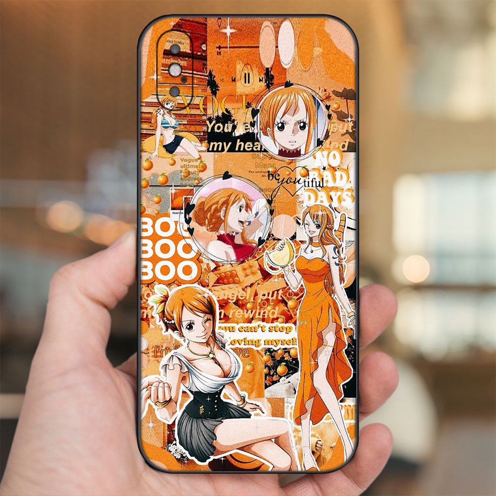 Ốp lưng iPhone X, Xs dẻo đen cạnh vuông in hình Nami One Piece Đảo Hải Tặc