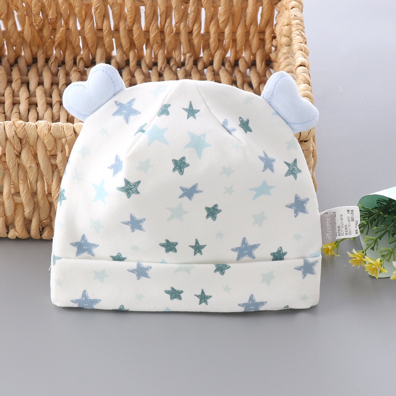 Mũ Cotton Mềm Mại Bảo Vệ Tai Dễ Thương Cho Bé 0-3 Tháng Tuổi