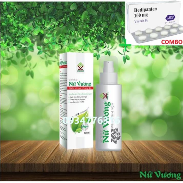 Combo Bedipanten 100mg +  ✅ Nữ vương gel vệ sinh phụ nữ chai 100ml