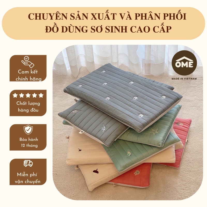 Gối đầu cao su chần li thêu phong cách Hàn Quốc OME cho bé