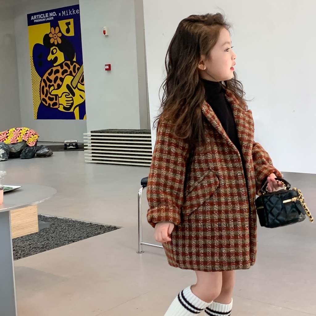 Áo Khoác Cho Bé Gái Trẻ Em Mùa đông Mới 2022 Phiên Bản Hàn Quốc, Áo Khoác Kẻ Sọc Chần Bông Áo Khoác Dài Cho Bé