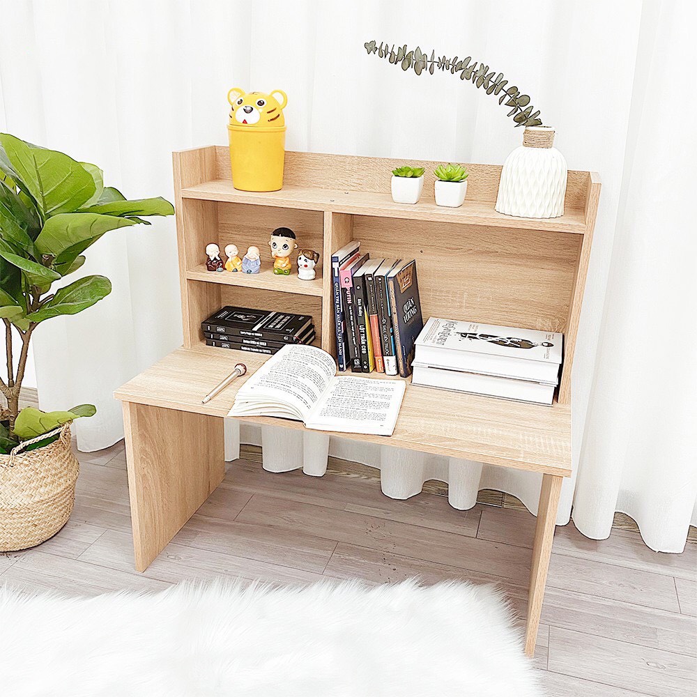 Bàn học cho bé kèm kệ sách tiện lợi, Bàn làm việc MEIR ngồi bệt chắc chắn chịu lực tốt chống gù lưng hiệu quả A116