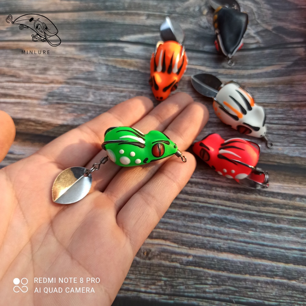 Mồi giả câu lure cá lóc nhái hơi Nhím Mini 3.5cm Minlure chuyên câu cá lóc ruộng đồng nước lũ câu cá lóc nhỏ