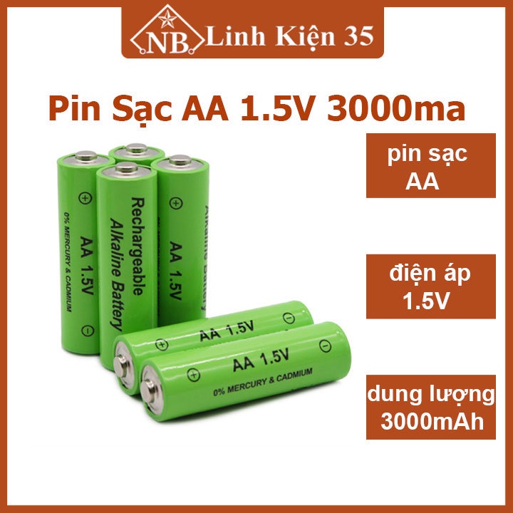 Pin sạc AA 1.5V lithium dung lượng 3000ma tái sử dụng (giá\1viên)