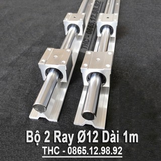 Thanh Ray Trượt Tròn Có Đế SBR12 (2 Thanh Ray Ø12 Dài 1m + 4 Con Trượt) Dẫn Hướng Chuẩn Thép Mạ Crom Chống Rỉ