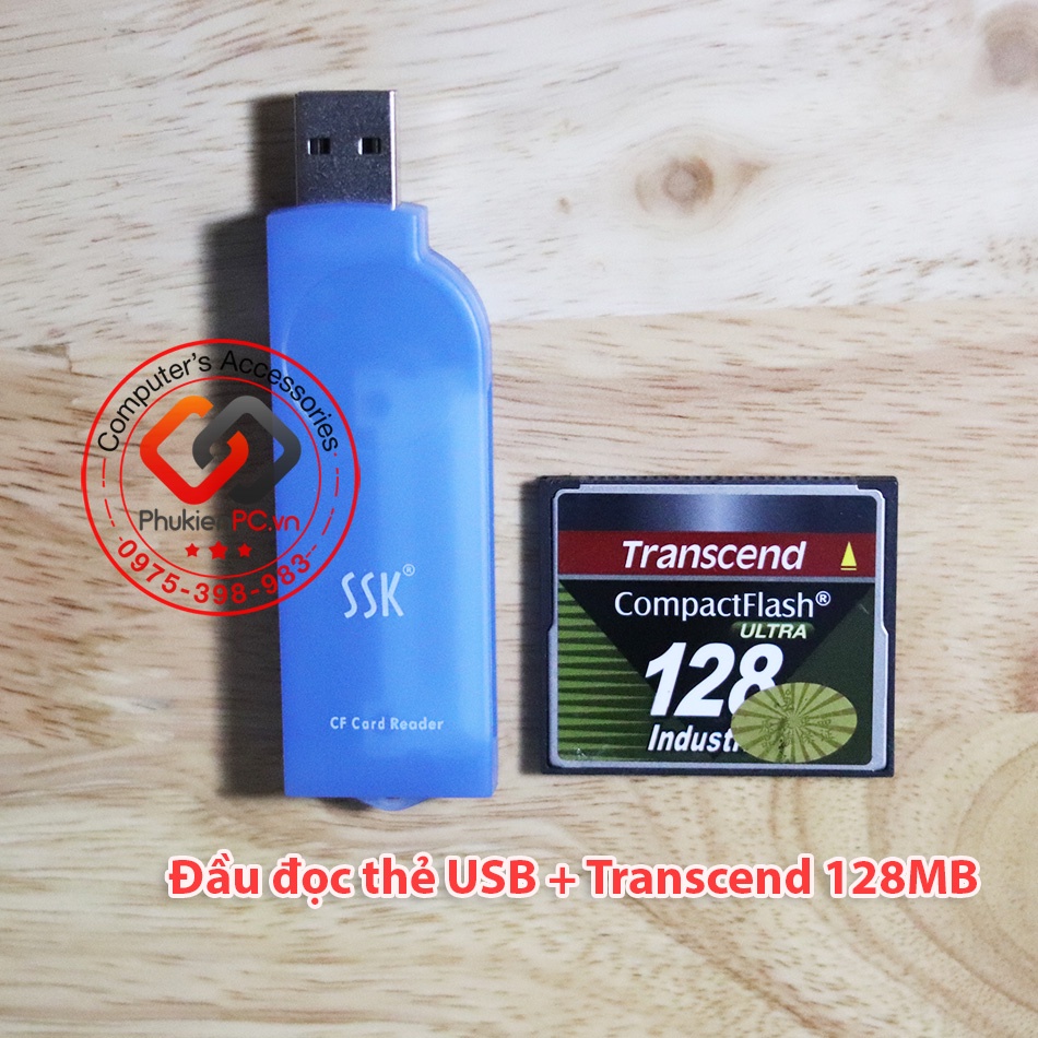 Thẻ nhớ CF Compact Flash Card Transcend chuẩn công nghiệp industrial 128MB chuyên dùng cho máy CNC