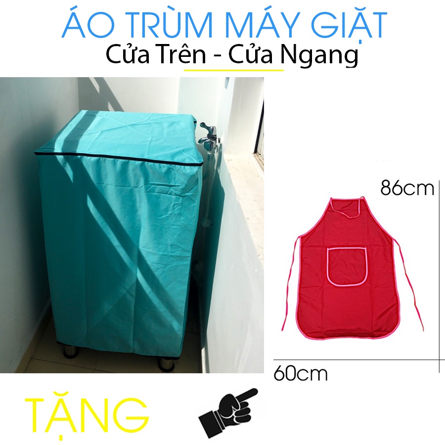 Bọc máy giặt vải dù (kèm tạp dề + túi đựng đẹp) trùm được máy giặt từ 6 đến 15 kg bền đẹp.