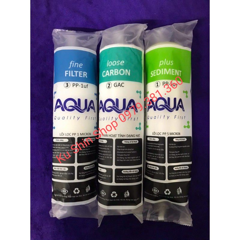 Bộ 3 lõi lọc nước AQUA số 1,2,3 - Hàng chính hãng!