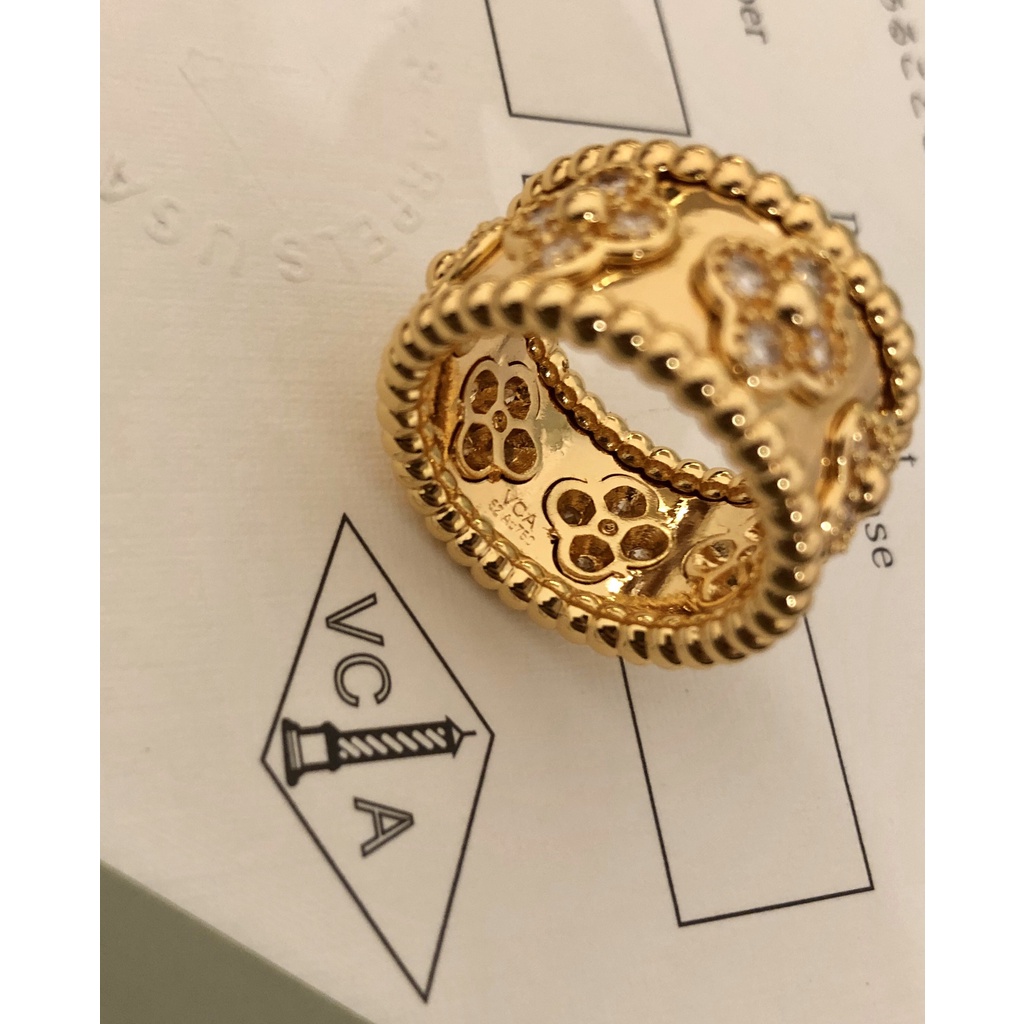 Phong Cách Mới V & C-A Nhẫn Hình Cỏ Bốn Lá Thời Trang Cho Nữ