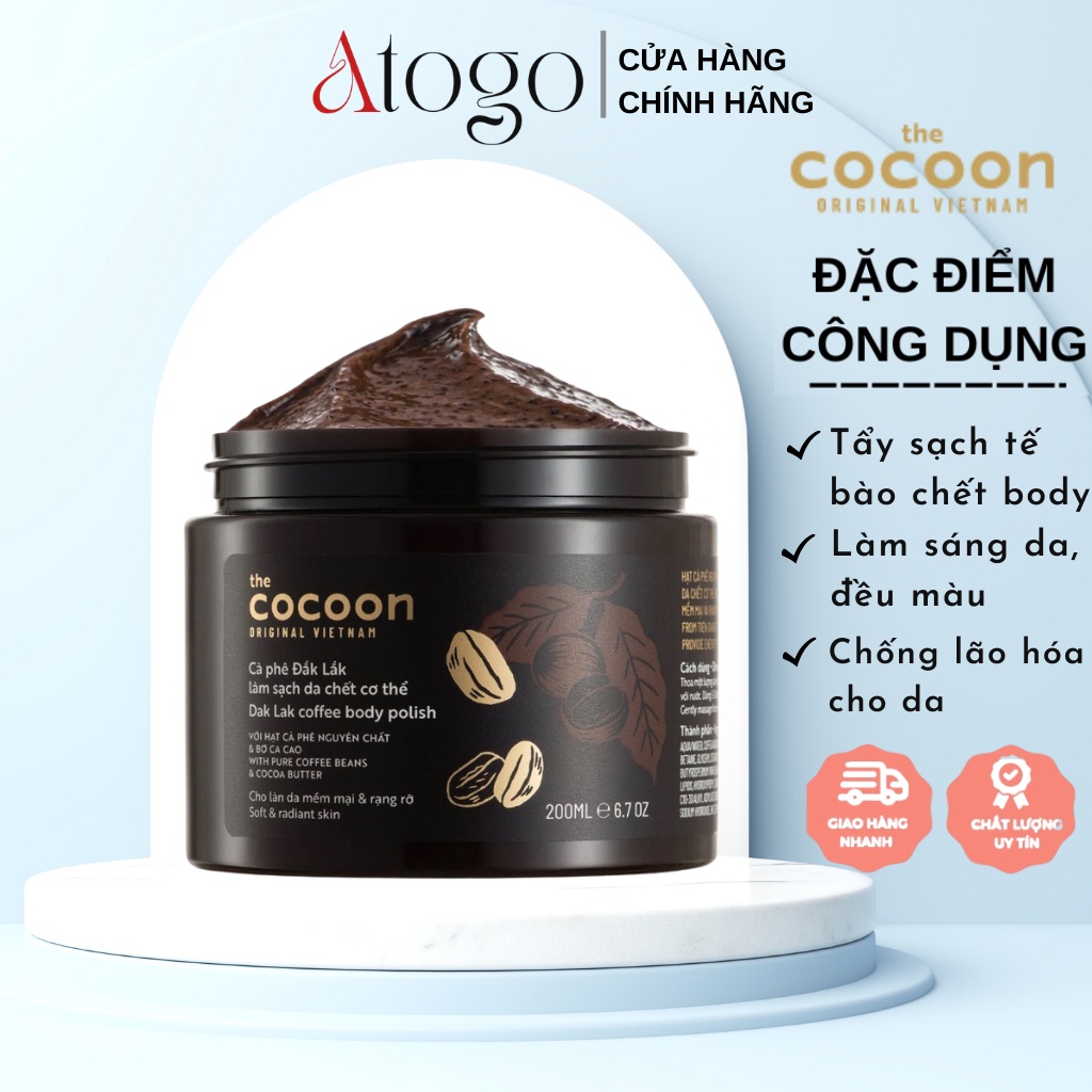 Tẩy Da Chết Cơ Thể Cà Phê Đắk Lắk Cocoon Cho Làn Da Mềm Mại Và Rạng Rỡ 200ml