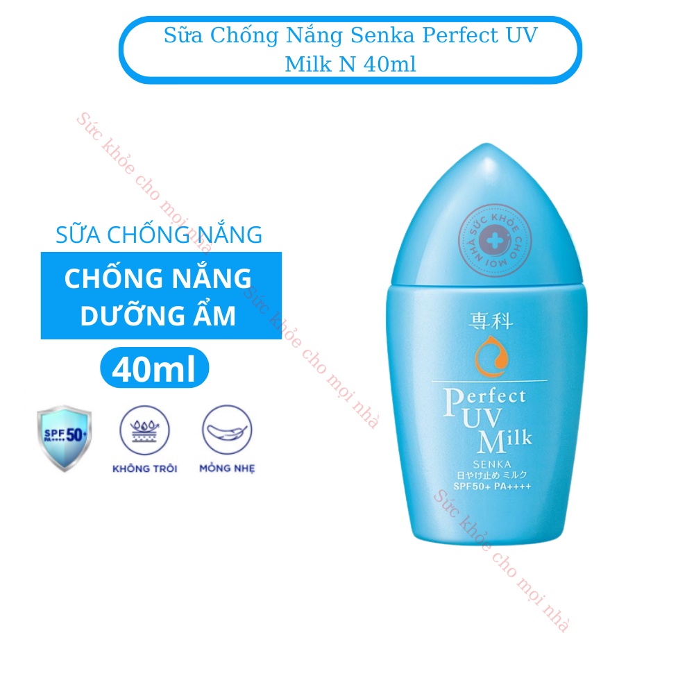 Senka Perfect UV Milk N. Sữa chống nắng dưỡng ẩm ngăn tia UV chống thấm nước và mồ hôi SPF 50+ PA++++ 40ml.01598