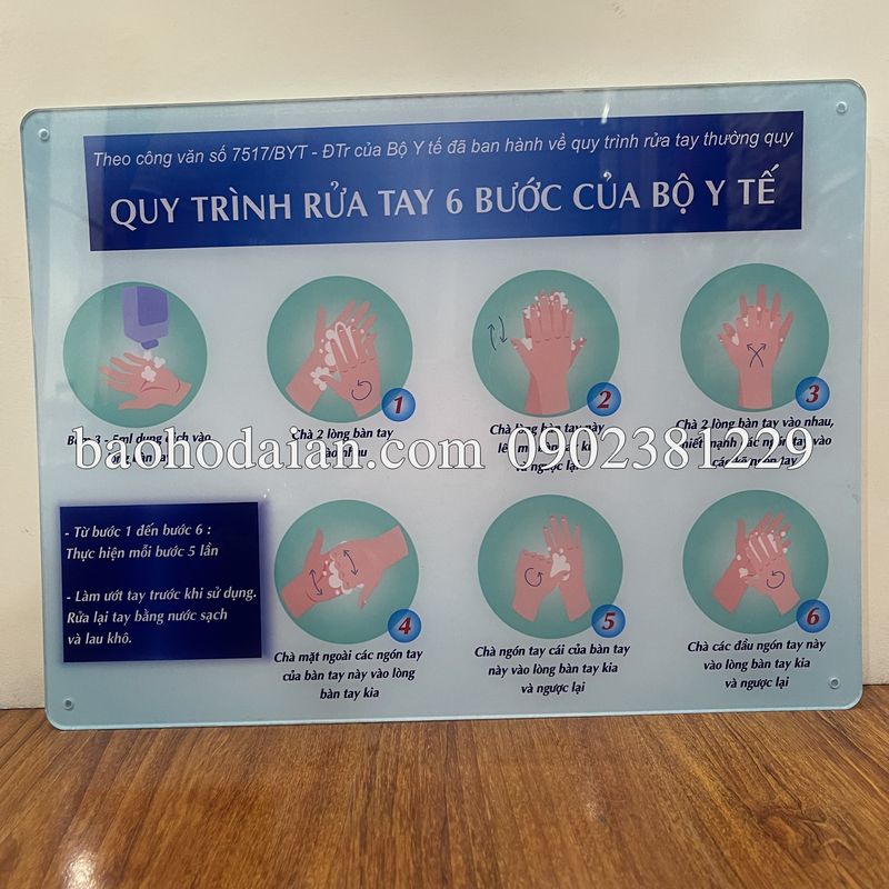 Quy trình 6 bước rửa tay của bộ y tế mica 30 x 40