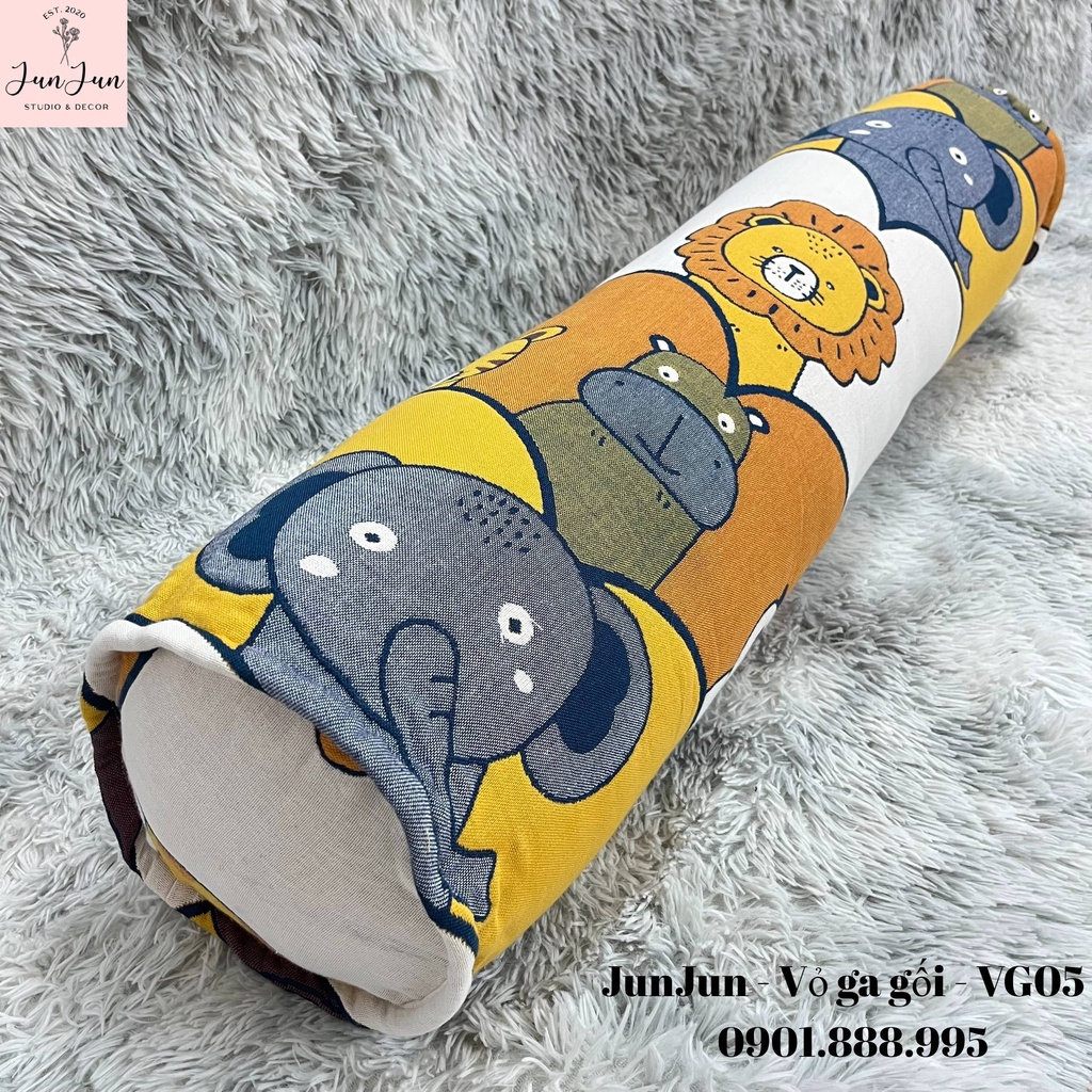 [SALES SỐC]V5_Vỏ gối ôm vải Xô Cotton Organic cao cấp có khoá kéo