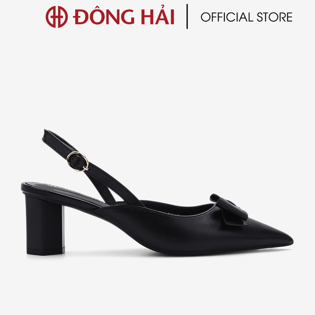 Giày cao gót Đông Hải đế trụ 7cm thiết kế mũi nhọn đính nơ - G81K8