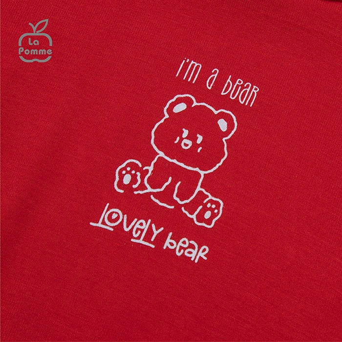 (MamanBébé chính hãng) Bộ đồ cộc tay La Pomme Teddy Bear - Đỏ