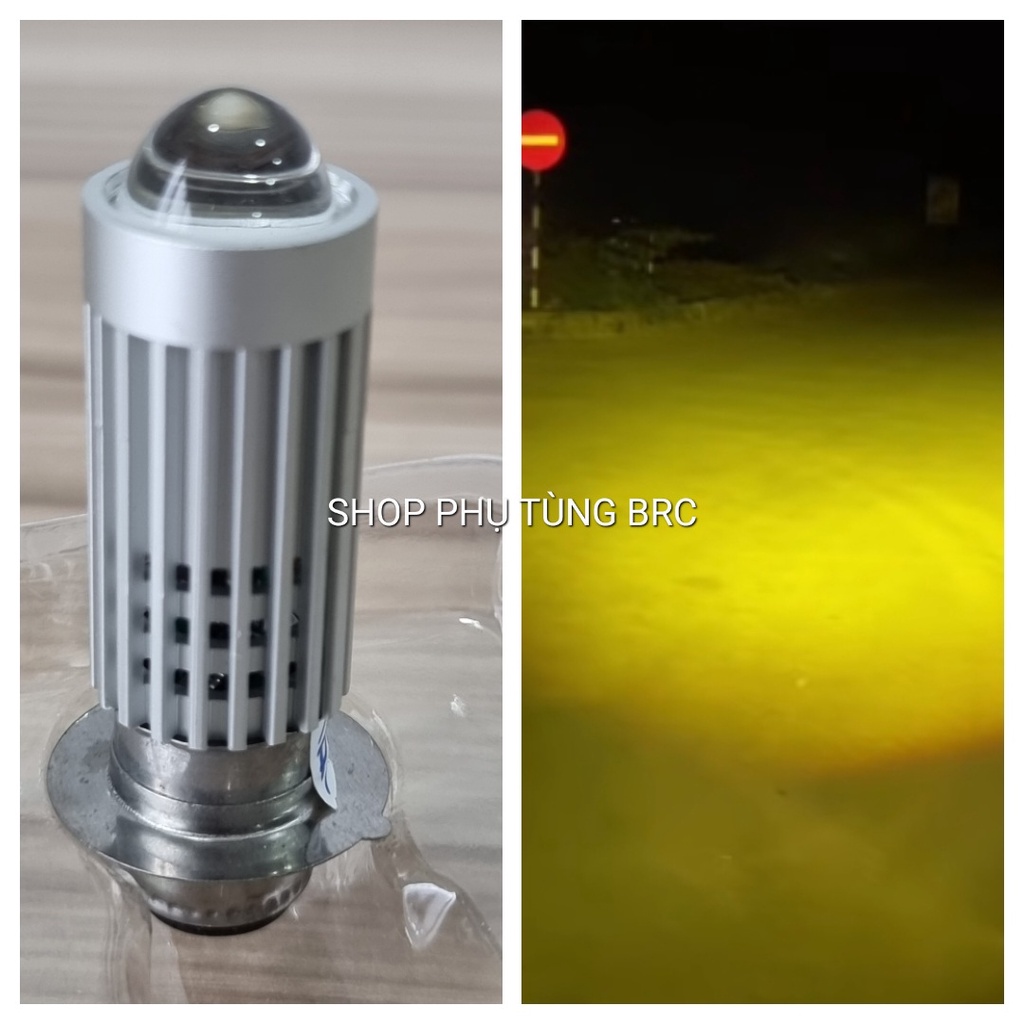 Đèn pha LED siêu sáng bi cầu TOYO 2 màu bóng 2 chân M5 lắp cho DREAM, WAVE nhỏ, CUB...