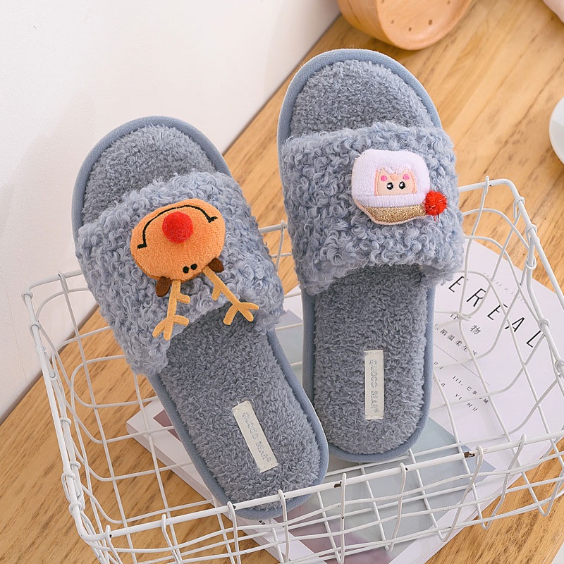 Dép Bông Đi Trong Nhà Hình Tuần Lộc Nhiều Màu Dễ Thương Cho Nữ