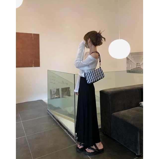 Set đầm thun kèm áo lưới
