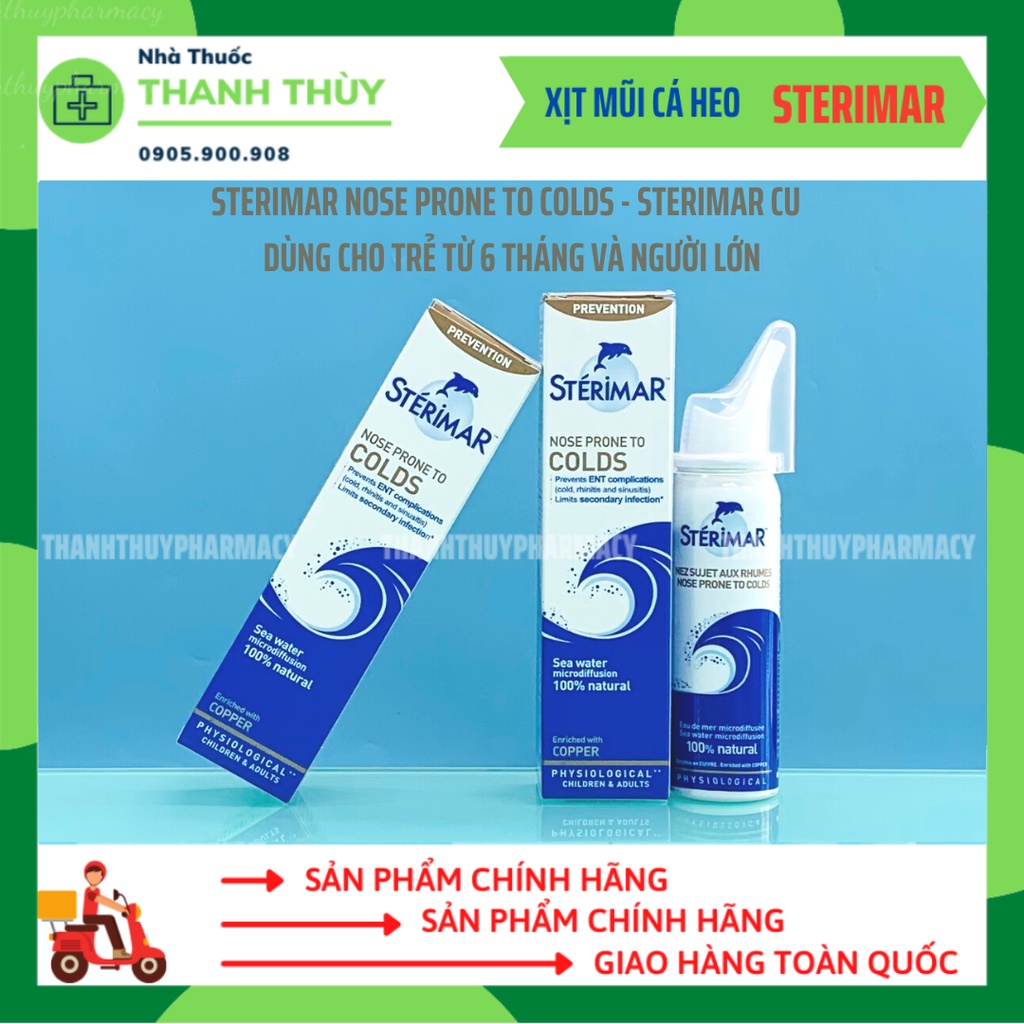 Sterimar 50ml - Dung Dịch Nước Muối Biển Xịt Mũi-Giúp Làm Sạch, Hết Nghẹt Mũi Cho Trẻ Em-Trẻ sơ sinh - Xịt mũi cá heo