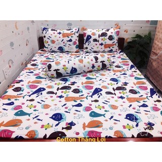 BỘ DRAP 4 MÓN VẢI COTTON THẮNG LỢI CHUẨN LOGO CTY 100% (Size M2x2M) chat chọn mẫu