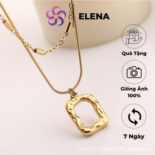 Dây chuyền, vòng cổ nam nữ bạc 925 mặt chữ nhật 2 lớp dây mảnh thời trang hàn quốc ELENA