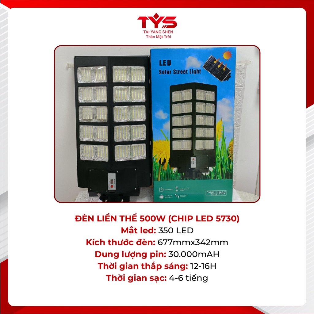 Đèn Năng Lượng Mặt Trời Liền Thể 1000w 600w 500w,400w cảm biến thông minh, chính hãng GD - Đèn Năng Lượng TYS