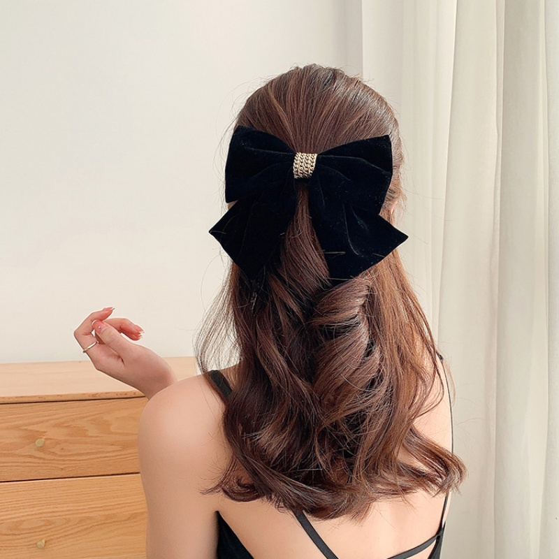 Trâm Cài Tóc Hình Nơ Lớn Bằng Nhung Phong Cách Vintage Thanh Lịch Cho Cô Dâu