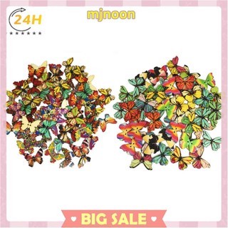 Bộ 50 nút gỗ hình bươm bướm