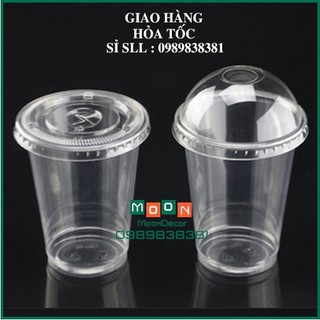 Sỉ 50 Cốc Nhựa Nắp Cầu 400ml 500ml ❤ Ly nhựa PET dùng 1 lần nắp phẳng hoặc không nắp Cốc nhựa cứng cáp bán cafe trà sữa