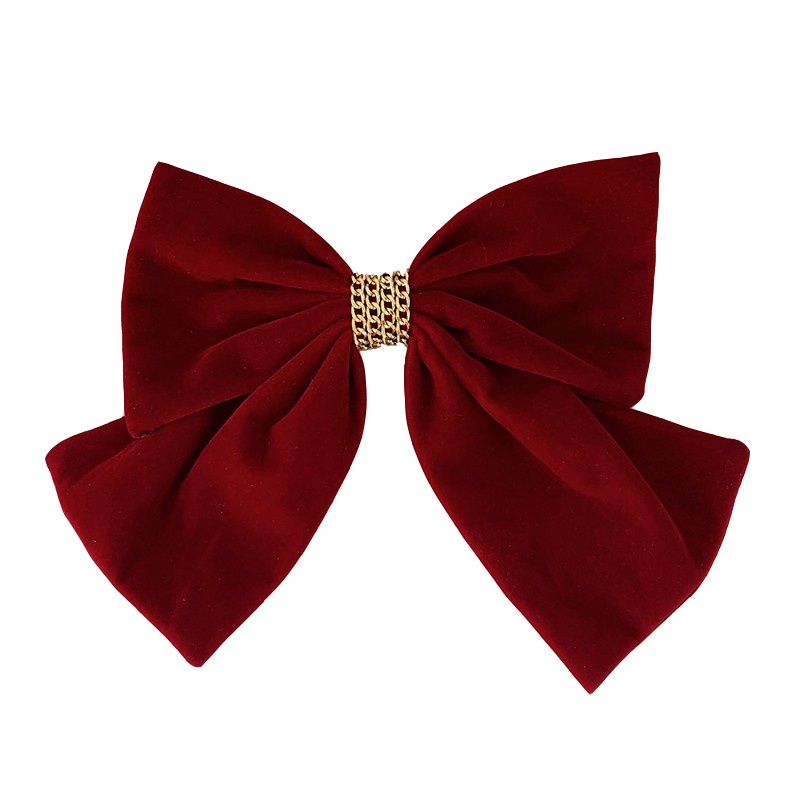 Kẹp Tóc Hình Nơ Lớn Màu Đỏ Phong Cách Retro Cho Nữ