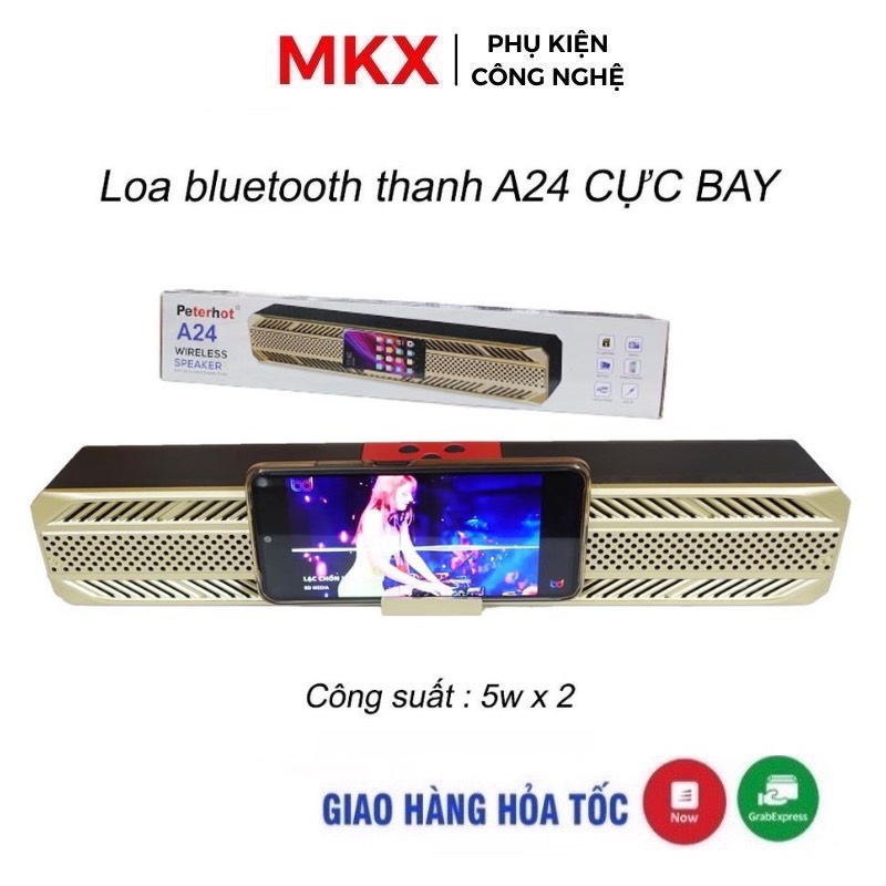 Loa bluetooth A24 dạng thanh chất âm cực hay | Thiết kế sang trọng, kết nối Bluetooth, usb, thẻ nhớ
