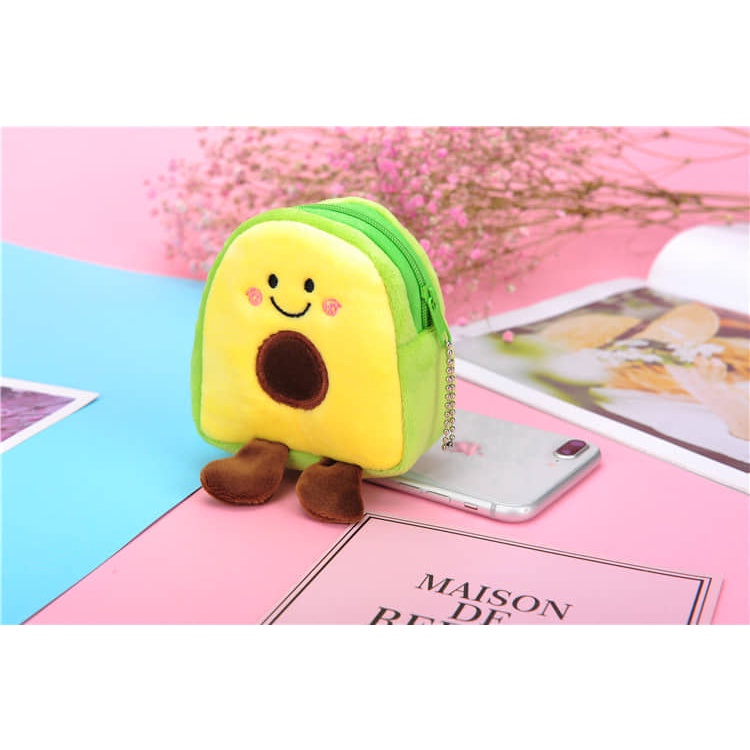 Ví mini tiện dụng TRÁI BƠ SIÊU CUTE, túi đựng tai nghe, son môi, tiền, thẻ xe hoặc làm móc khóa siêu cưng