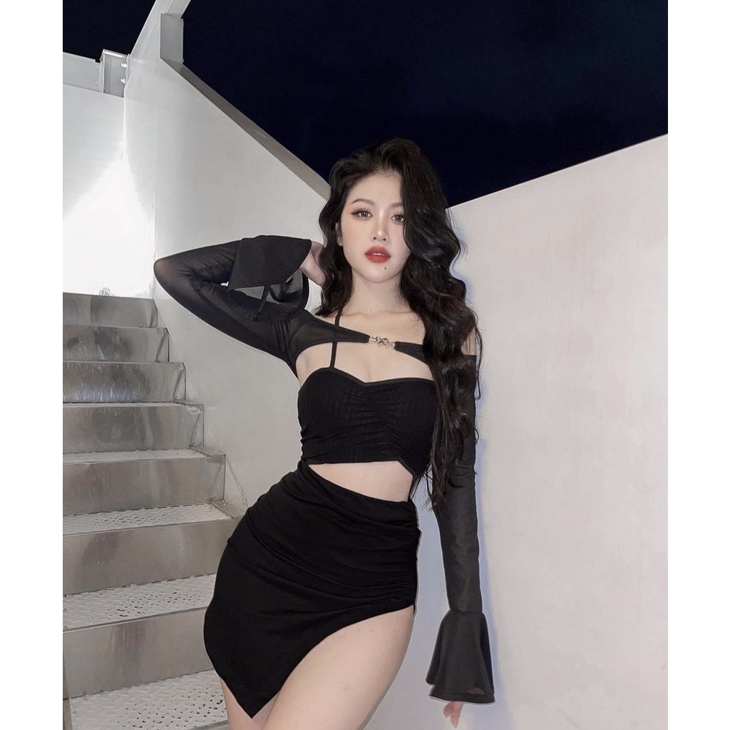 Set Áo Và Váy Xẻ Gợi Cảm - Màu Đen