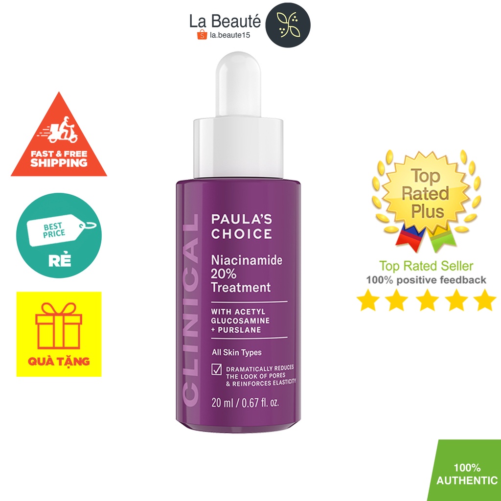 Tinh Chất Se Lỗ Chân Lông, Mờ Thâm, Sáng Da Tối Ưu - Paula's Choice Niacinamide 20% Treatment 20ml