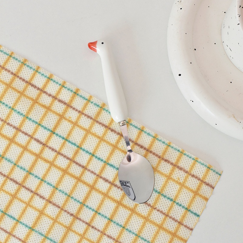 Muỗng ăn kiểu dáng vịt trắng cute - UniLabel